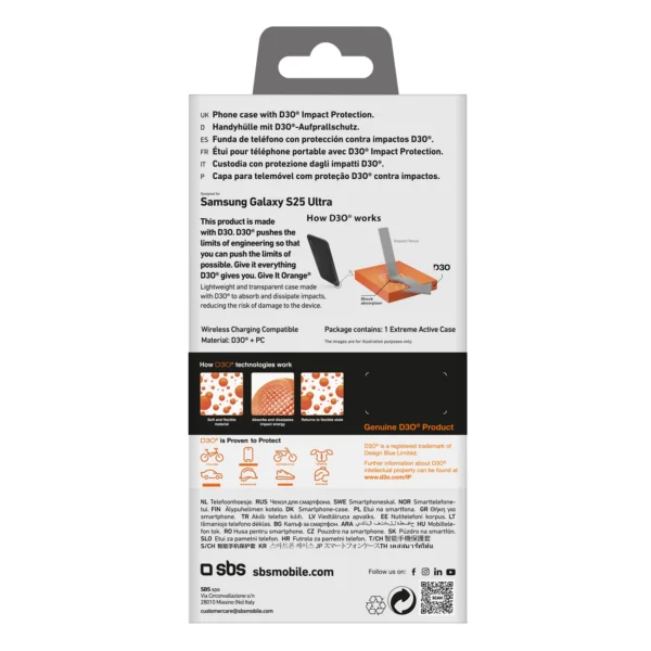 SBS D3O Case for Samsung Galaxy S25 Ultra - Transparenteng