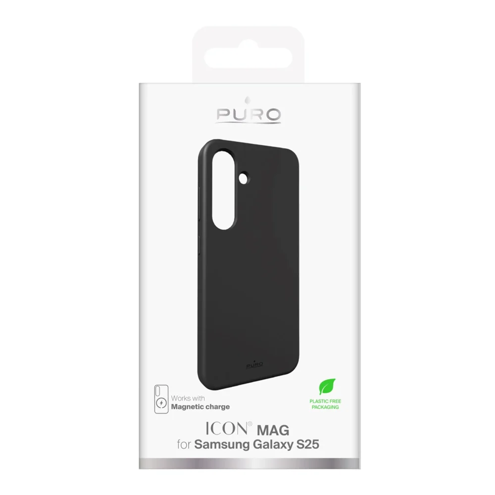 Puro Icon Mag Silicone Case with MagSafe for Samsung Galaxy S25 - Blackeng