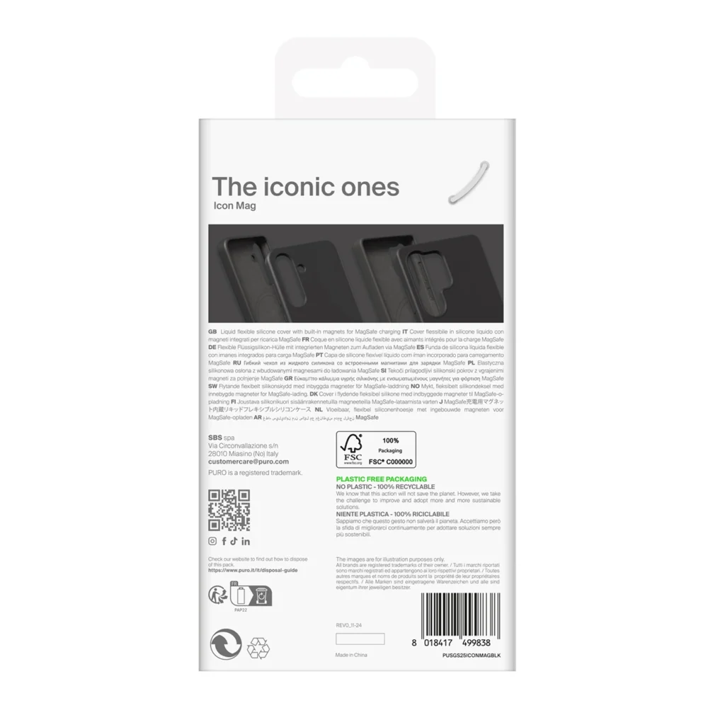 Puro Icon Mag Silicone Case with MagSafe for Samsung Galaxy S25 - Blackeng