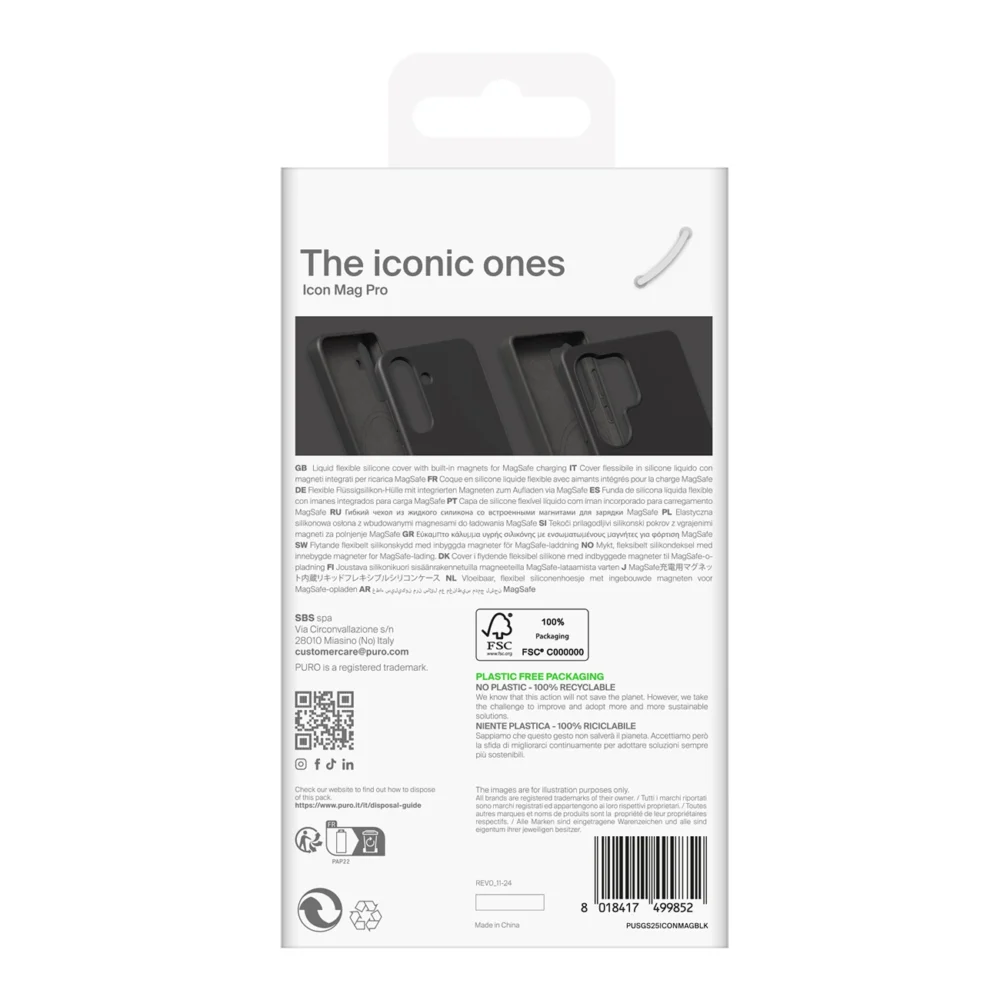 Puro Icon Mag Silicone Case with MagSafe for Samsung Galaxy S25 Ultra - Blackeng