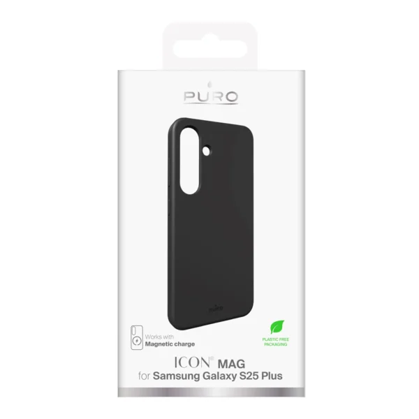 Puro Icon Mag Silicone Case with MagSafe for Samsung Galaxy S25+ - Blackeng
