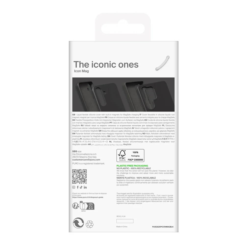 Puro Icon Mag Silicone Case with MagSafe for Samsung Galaxy S25+ - Blackeng