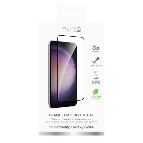 Puro Frame Tempered Glass with Black Frame for Samsung Galaxy S25+ / S24+eng