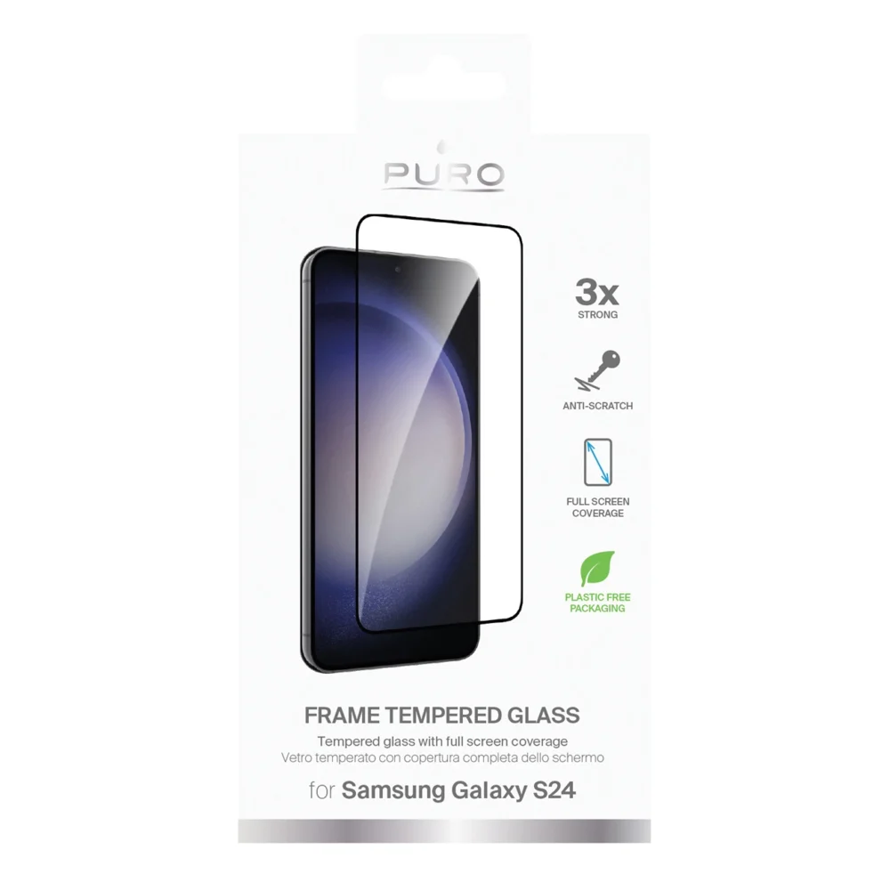 Puro Frame Tempered Glass with Black Frame for Samsung Galaxy S25 / S24eng