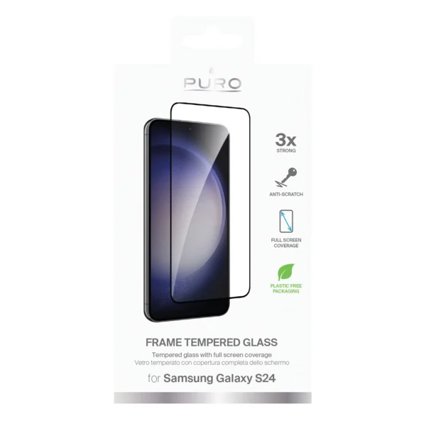 Puro Frame Tempered Glass with Black Frame for Samsung Galaxy S25 / S24eng