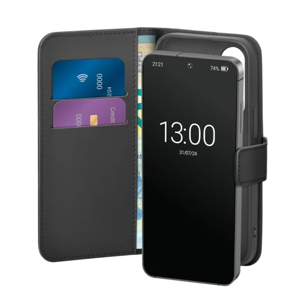 Puro Booklet Case with Flip and Wallet for Samsung Galaxy S25 - Blackeng