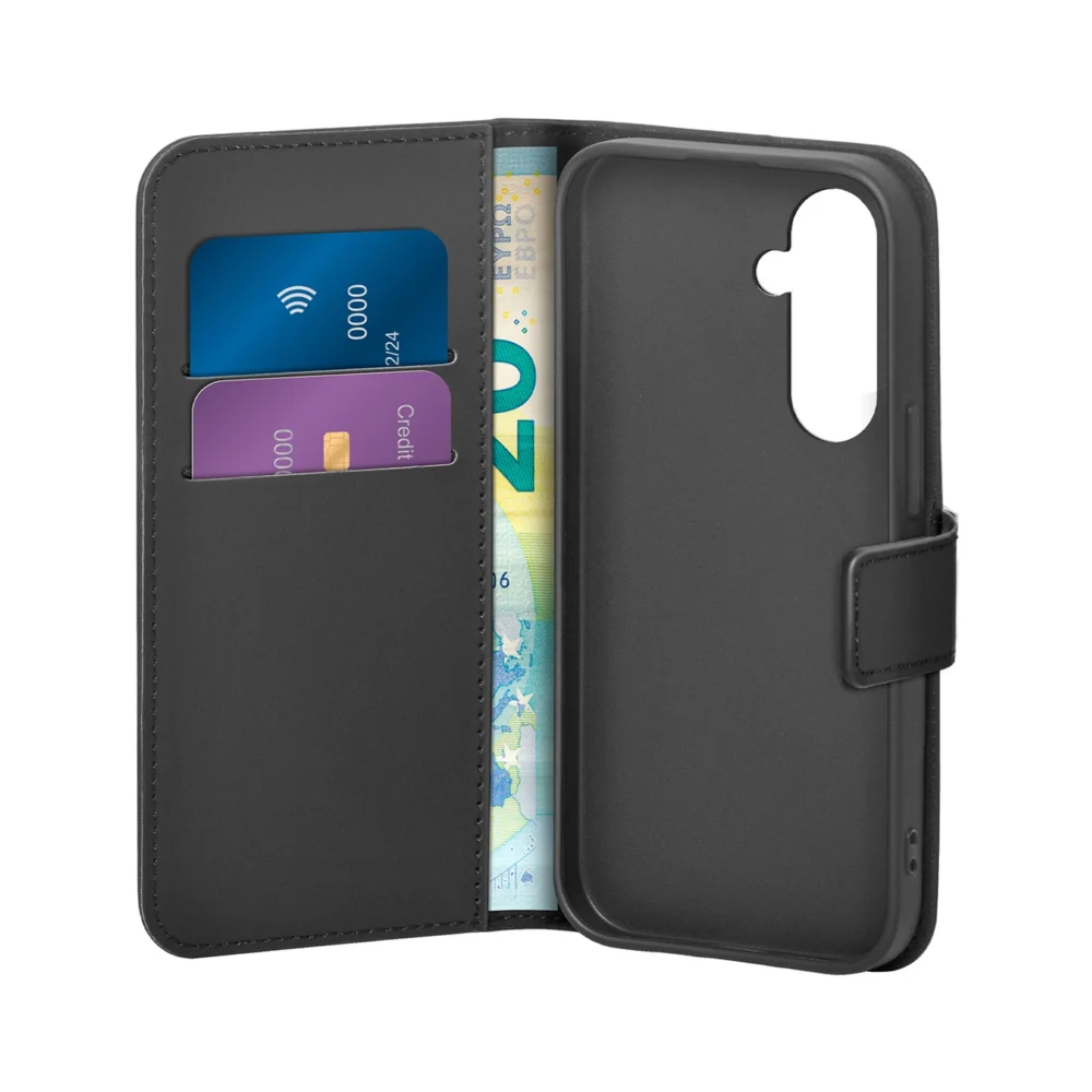 Puro Booklet Case with Flip and Wallet for Samsung Galaxy S25 - Blackeng