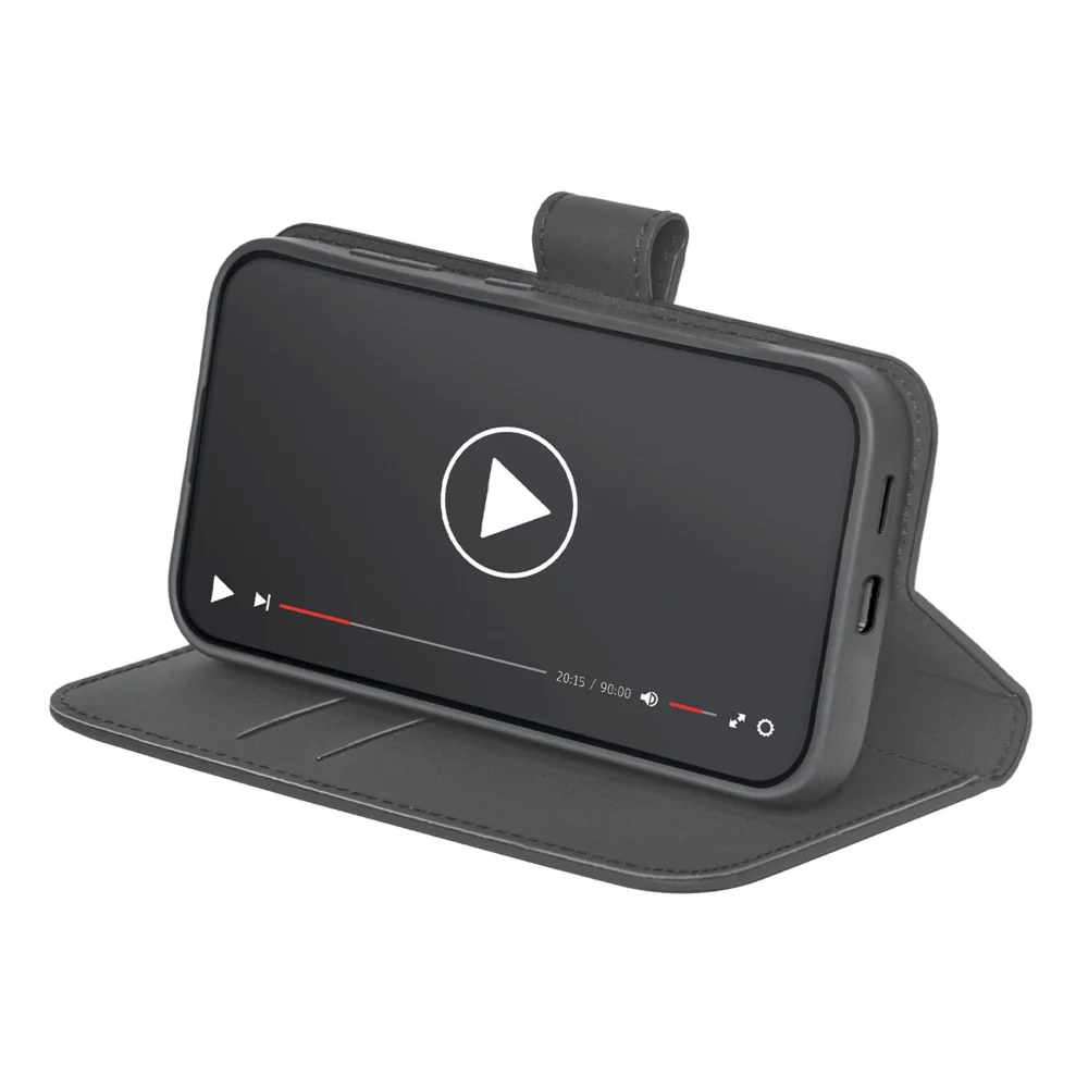 Puro Booklet Case with Flip and Wallet for Samsung Galaxy S25 - Blackeng
