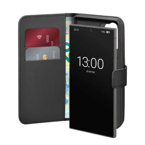 Puro Booklet Case with Flip and Wallet for Samsung Galaxy S25 Ultra - Blackeng