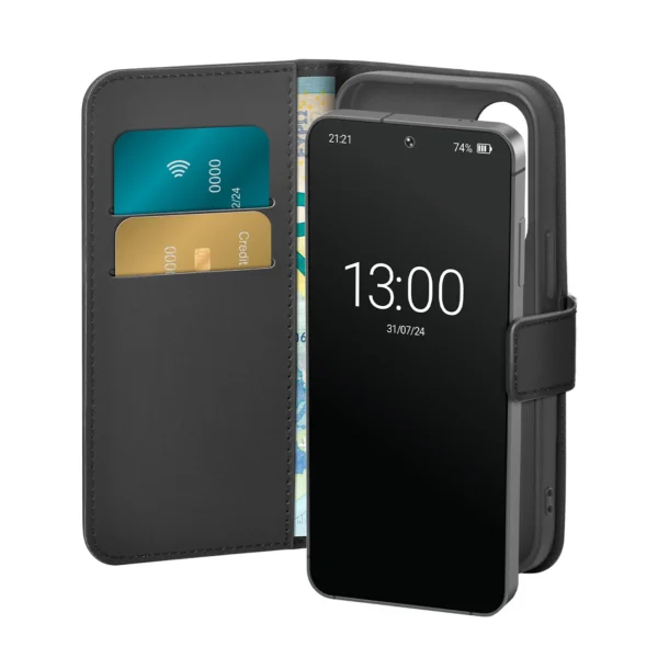 Puro Booklet Case with Flip and Wallet for Samsung Galaxy S25+ - Blackeng