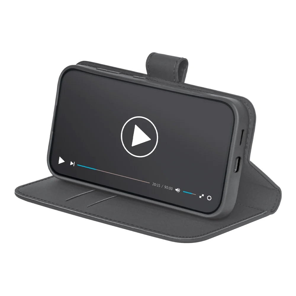 Puro Booklet Case with Flip and Wallet for Samsung Galaxy S25+ - Blackeng