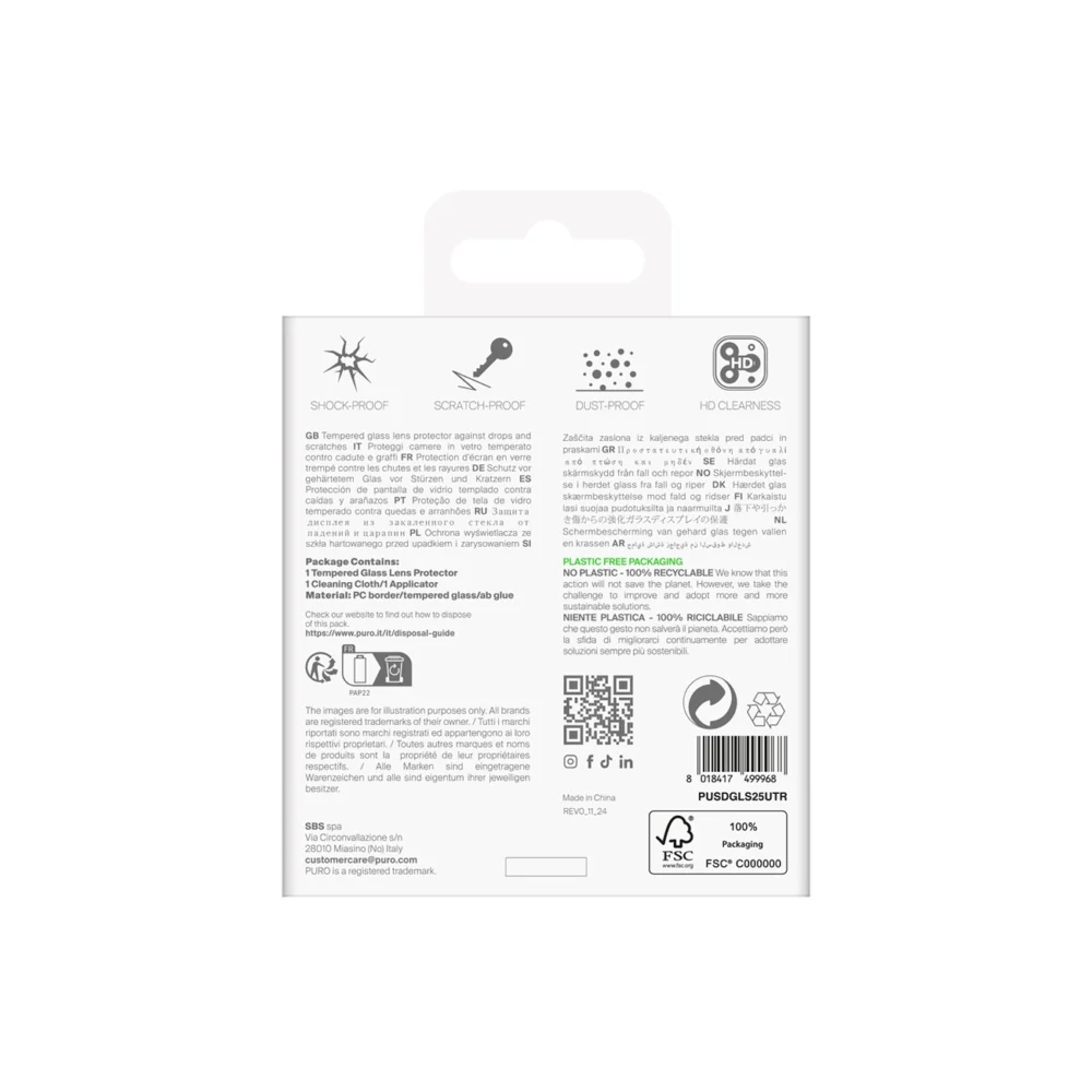 Puro Single Camera Lens Tempered Glass for Samsung Galaxy S25 Ultra Camera Lenseseng