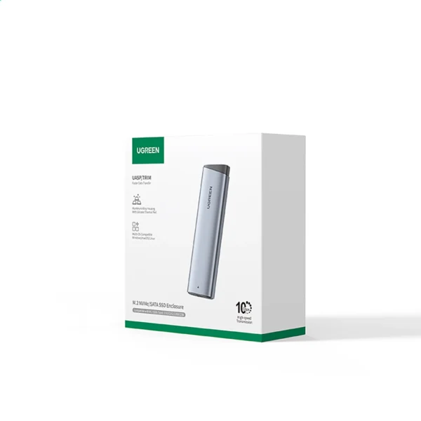 Ugreen CM767 M.2 NVMe/SATA SSD Disk Case - Silvereng