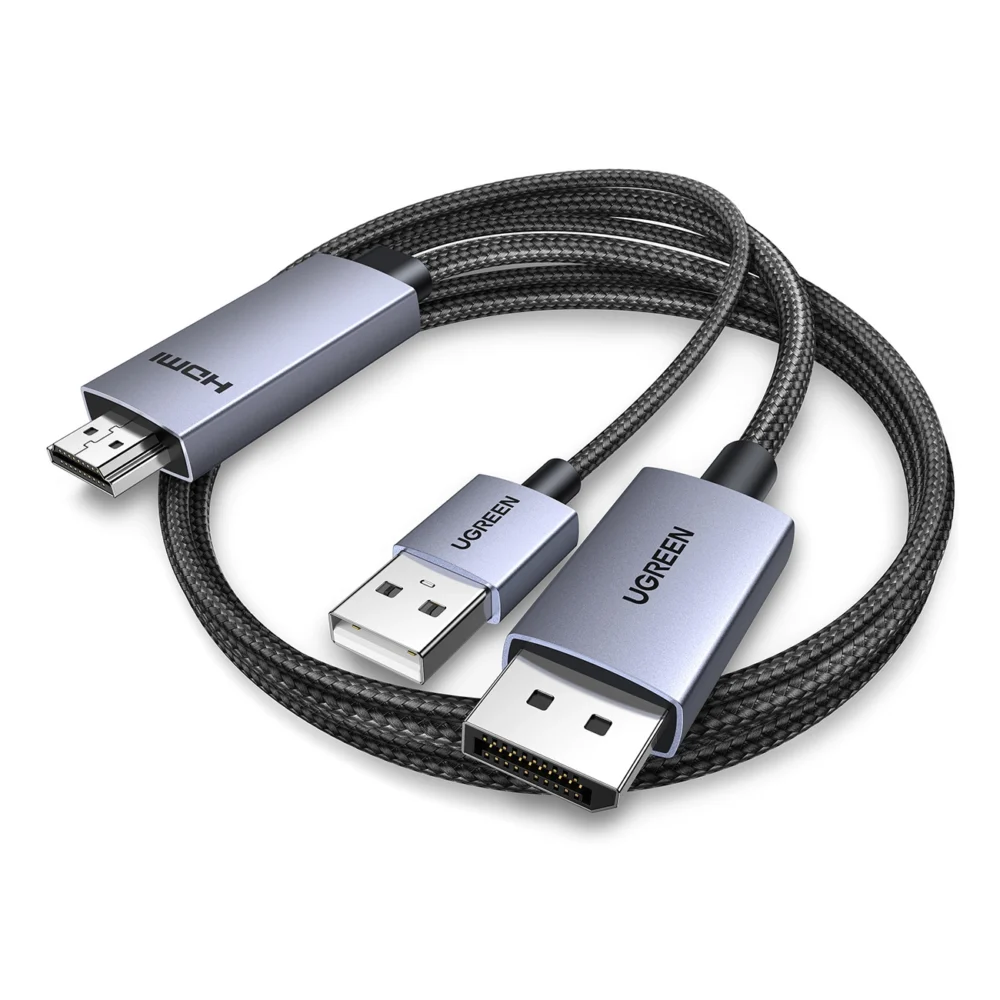 Ugreen HD169 HDMI to DisplayPort Directional Cable, 4K@60Hz, 2m - Grayeng