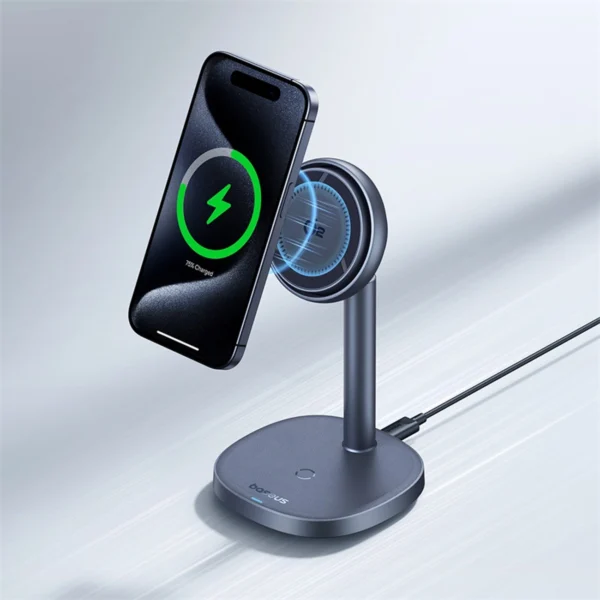 Baseus Orbit 2 Pro MagSafe Qi2 20W 2 in 1 Inductive Charger with Cooling - Grayeng