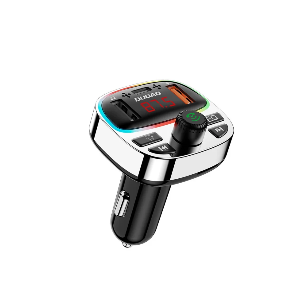 Dudao R2PRO+ Transmitter with PD25W Bluetooth 5.3 RGB Charging Ports - Black and Silvereng