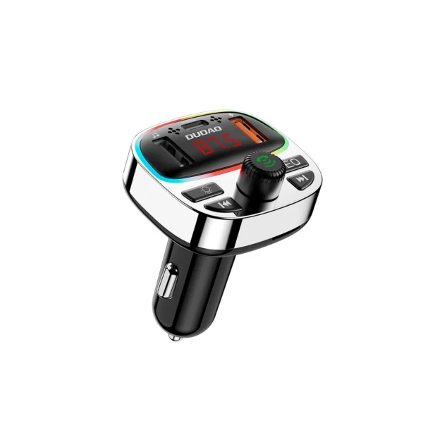 Dudao R2PRO+ Transmitter with PD25W Bluetooth 5.3 RGB Charging Ports - Black and Silvereng