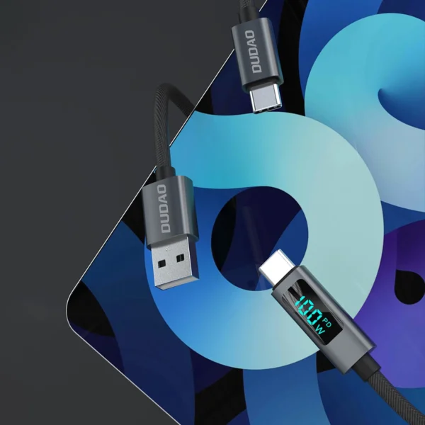 Dudao L7C USB-C - USB-C 100W Cable with LED Display 1m - Blackeng