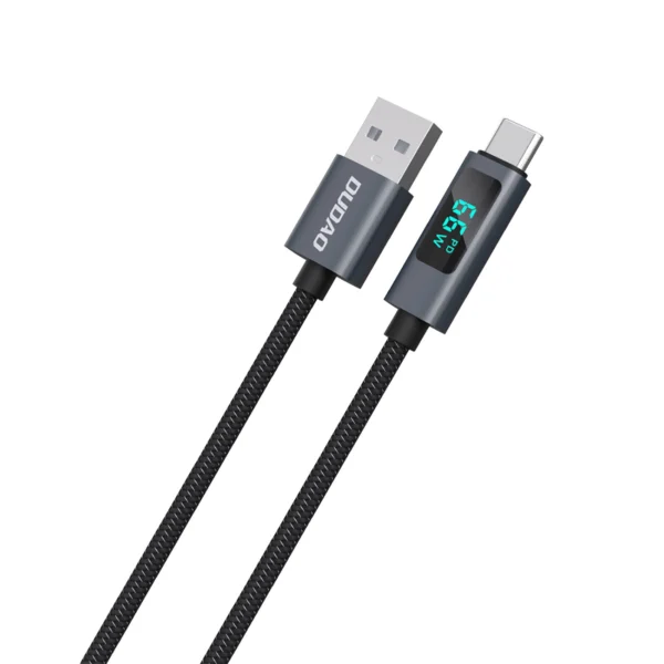 Dudao L7T USB-A - USB-C 66W Cable with LED Display 1m - Blackeng