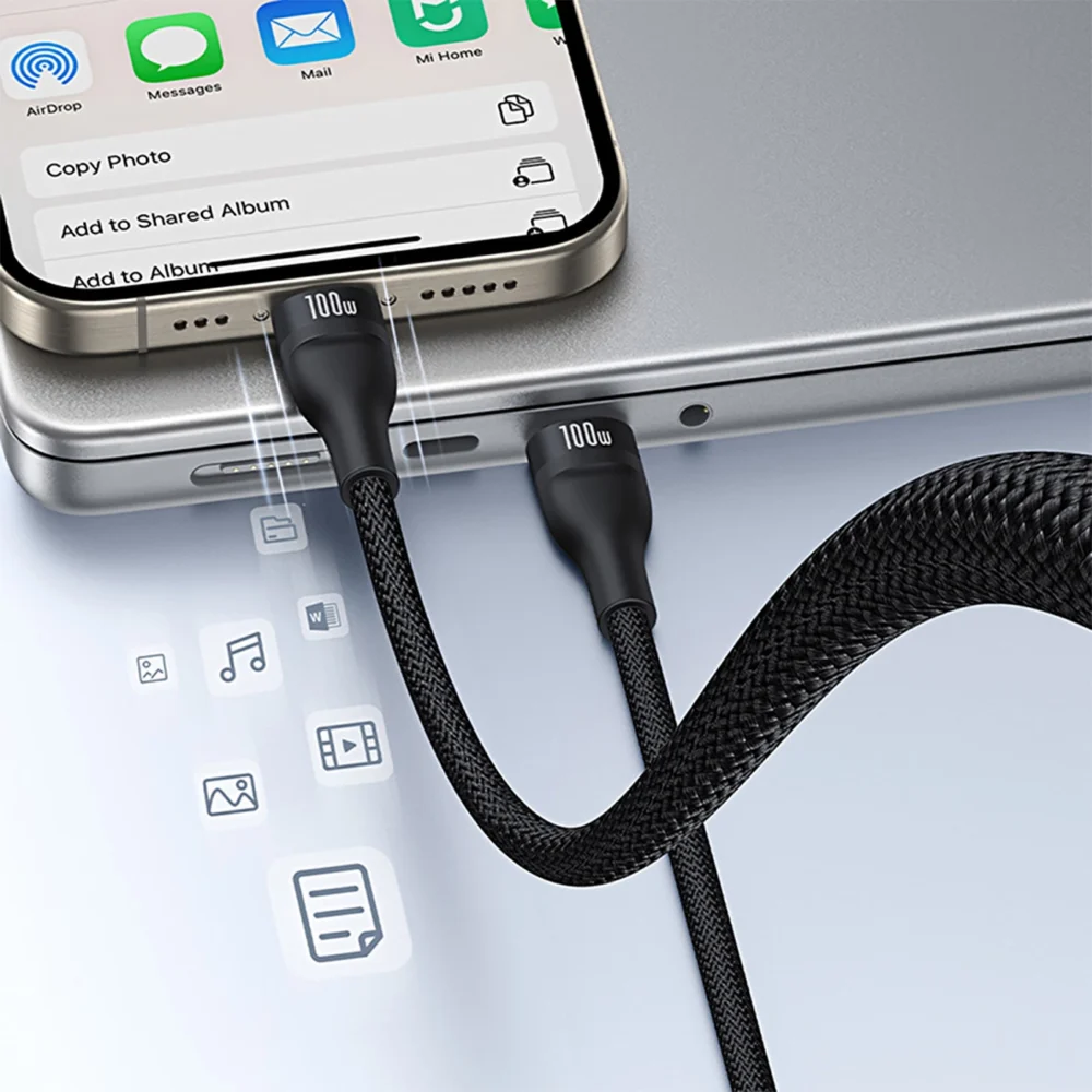 Baseus Flash Series 3 3in1 cable 100W USB-C - USB-C+USB-C+ Lightning 1.5m + 3 x 0.25 m - blackeng