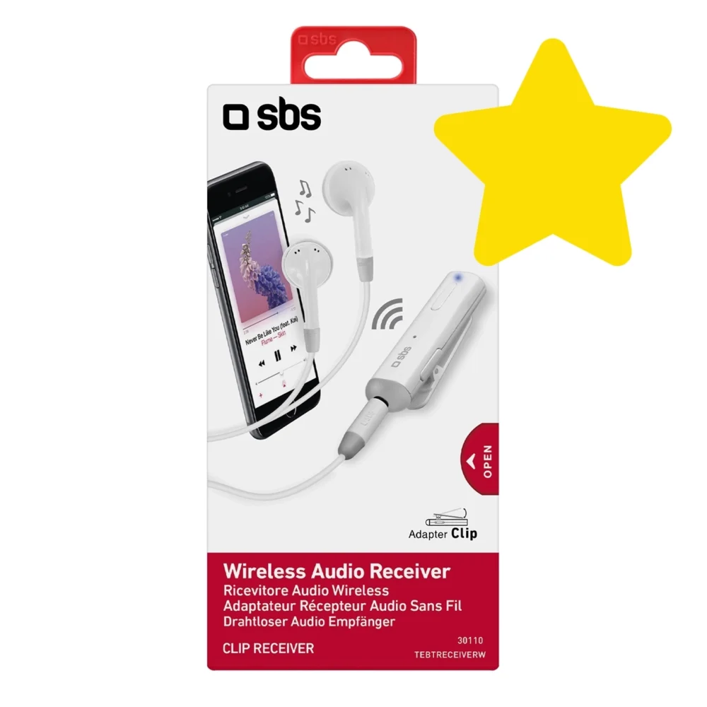 Bluetooth Adapter SBS TEBTRECEIVERW Wireless Receiver with Stereo Set - Grayeng