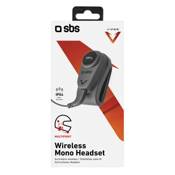 SBS TEEARSETMONOMOTOBTK mono wireless headset for motorcycle helmet - blackeng