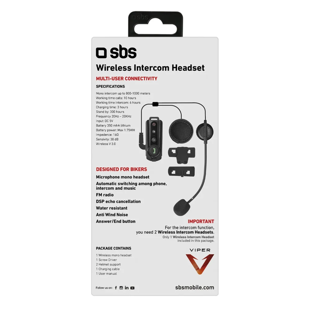 SBS TEMOTOINTERCOMK wireless motorcycle intercom - blackeng