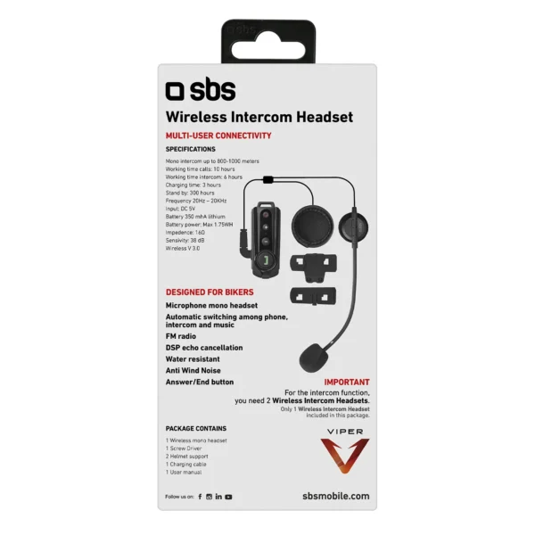 SBS TEMOTOINTERCOMK wireless motorcycle intercom - blackeng