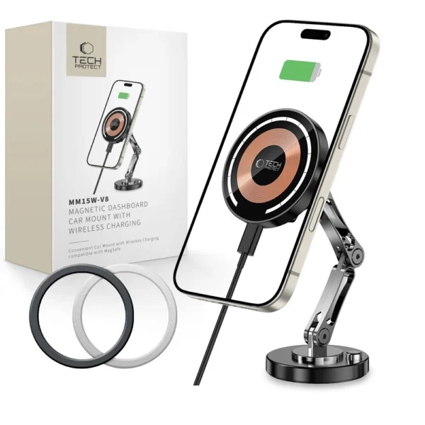Tech-Protect MM15W-V8 Magnetic Car Holder for Dashboard with MagSafe 15W - Blackeng
