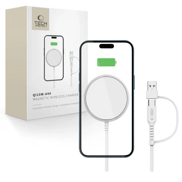 Tech-Protect QI15W-A44 Magnetic Wireless Charger with MagSafe - Whiteeng