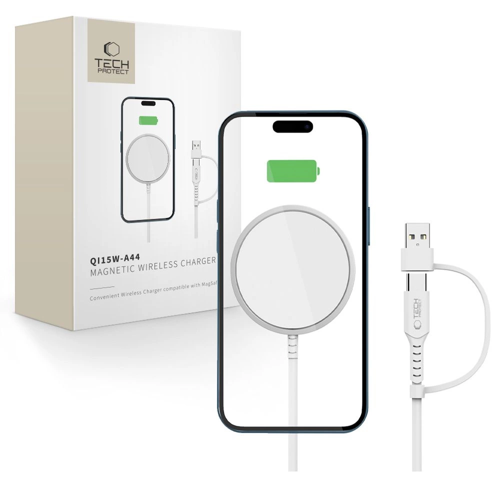 Tech-Protect QI15W-A44 Magnetic Wireless Charger with MagSafe - Whiteeng