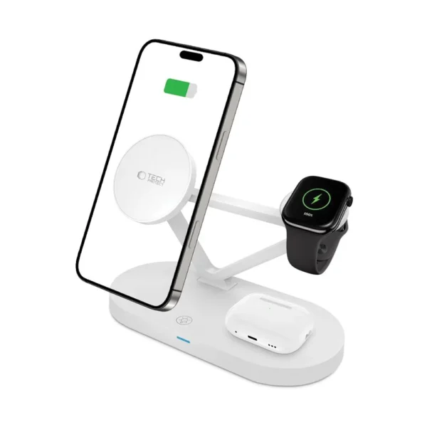 Tech-Protect QI15W-A41 3in1 Wireless Charger with MagSafe for Apple Devices - Whiteeng
