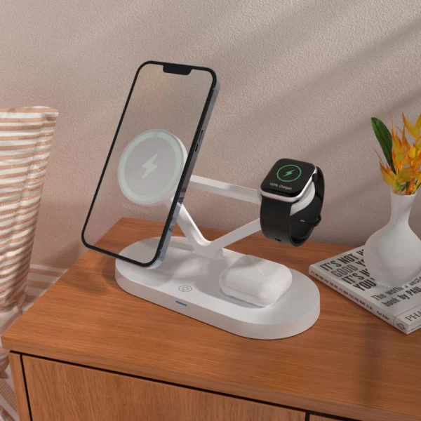 Tech-Protect QI15W-A41 3in1 Wireless Charger with MagSafe for Apple Devices - Whiteeng