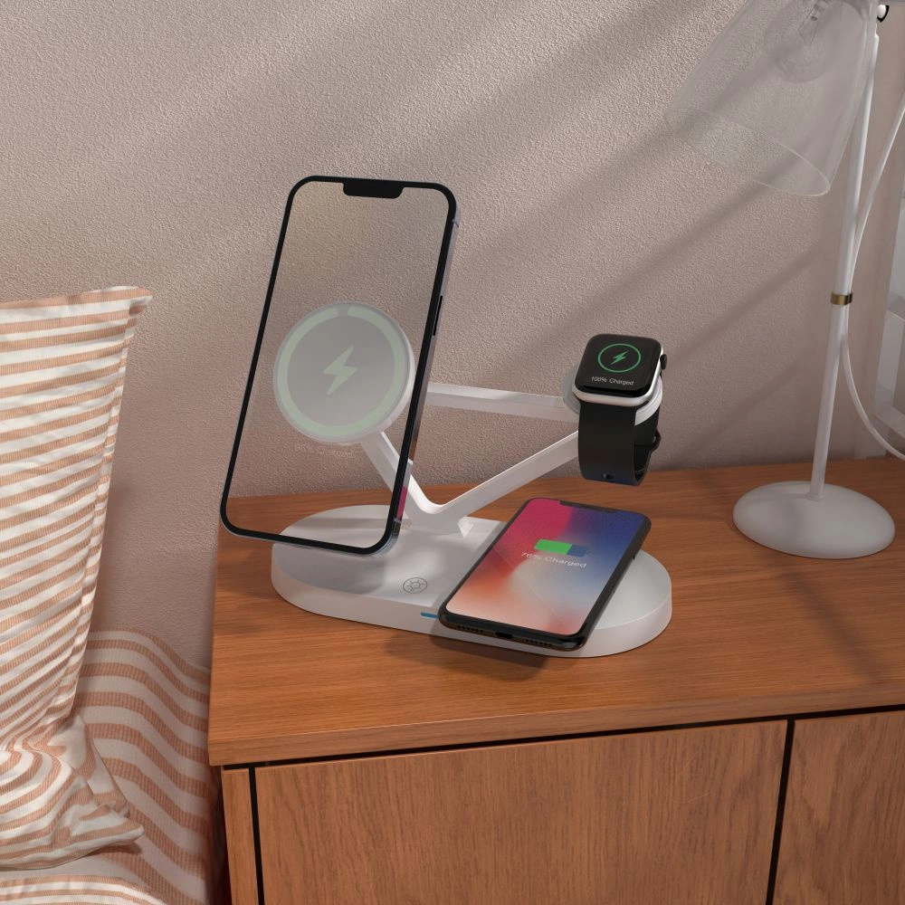 Tech-Protect QI15W-A41 3in1 Wireless Charger with MagSafe for Apple Devices - Whiteeng