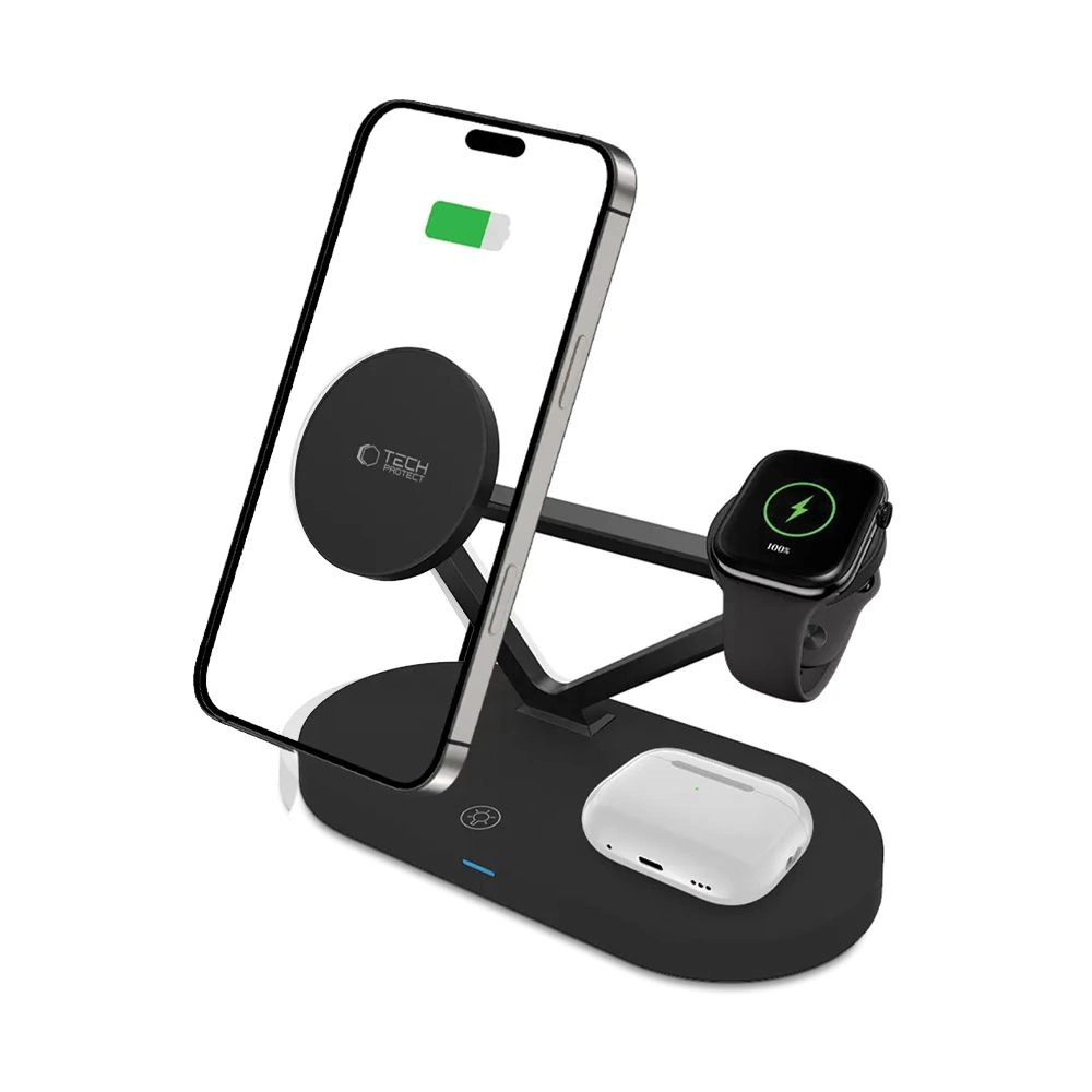 Tech-Protect QI15W-A41 3in1 Wireless Charger with MagSafe for Apple Devices - Blackeng