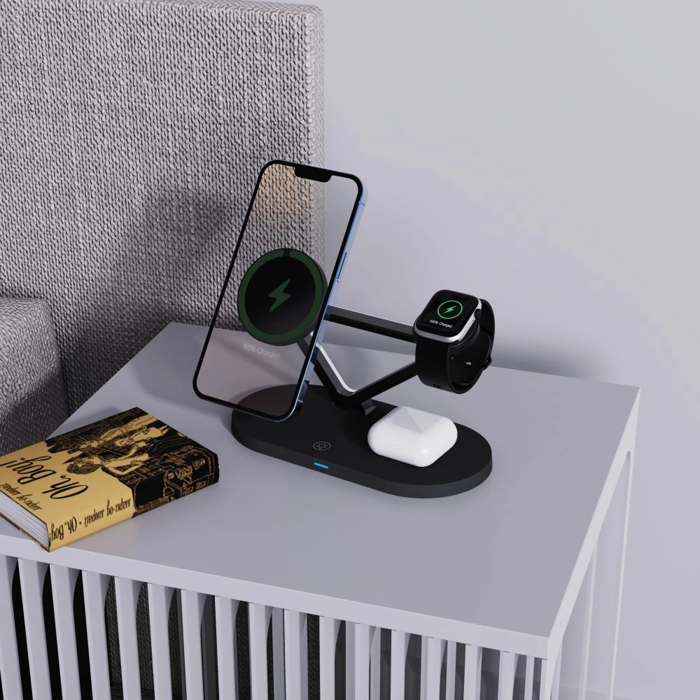 Tech-Protect QI15W-A41 3in1 Wireless Charger with MagSafe for Apple Devices - Blackeng