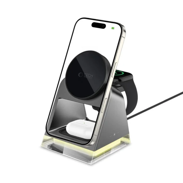 Tech-Protect QI15W-A43 3in1 Wireless Charger with MagSafe for Apple Devices - Blackeng