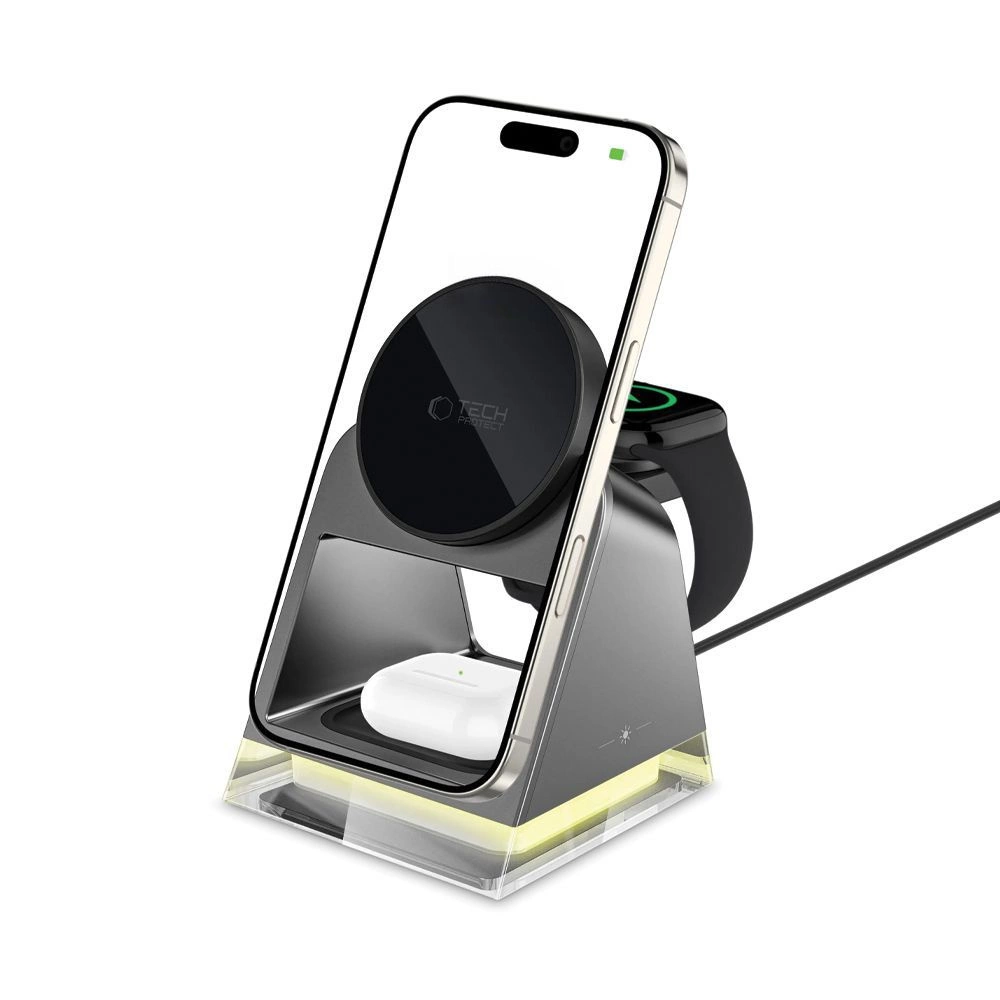 Tech-Protect QI15W-A43 3in1 Wireless Charger with MagSafe for Apple Devices - Blackeng