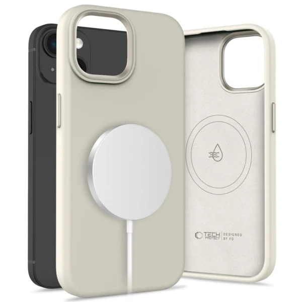 Tech-Protect Silicone PUZ MagSafe iPhone 15 Case - Beigeeng