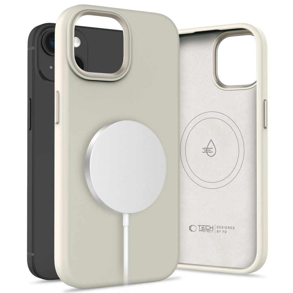 Tech-Protect Silicone PUZ MagSafe iPhone 15 Case - Beigeeng
