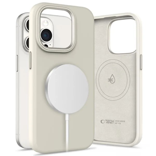 Tech-Protect Silicone PU Case MagSafe for iPhone 15 Pro Max - Beigeeng