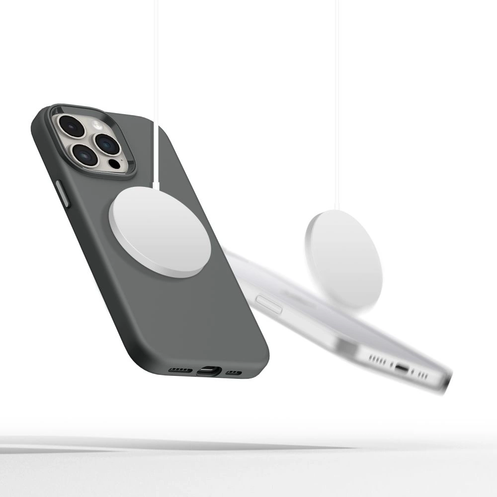 Tech-Protect Silicone PUZ MagSafe iPhone 15 Pro Max Case - Grayeng
