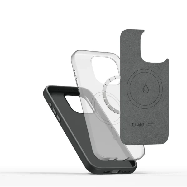 Tech-Protect Silicone PUZ MagSafe iPhone 15 Pro Max Case - Grayeng