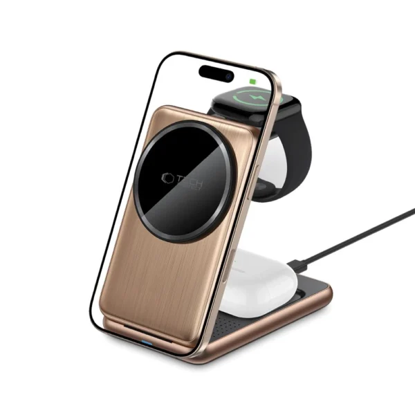 QI15W-A42 3in1 Inductive Charger with MagSafe for Apple Devices - Goldeng