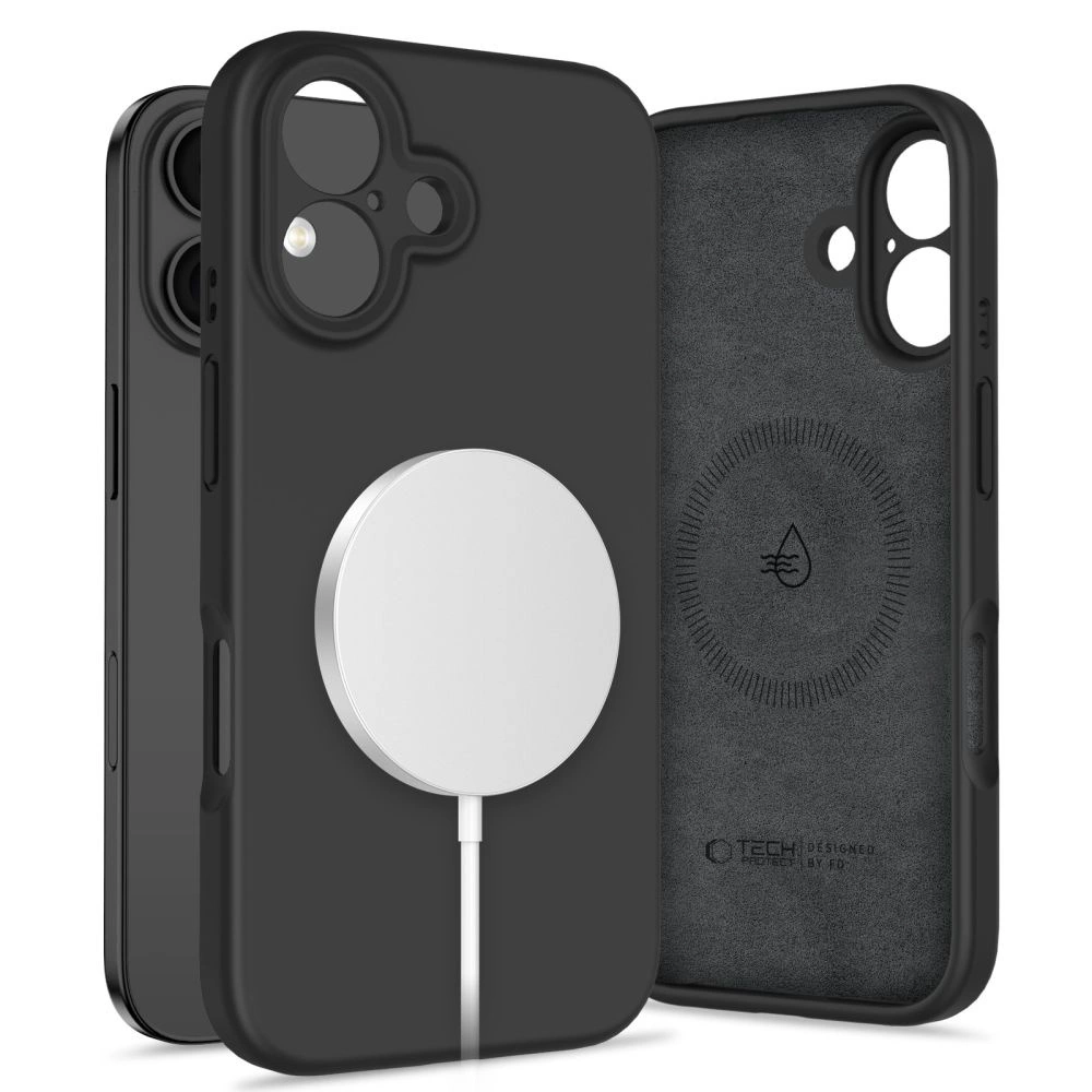 Tech-Protect Liquid Silicone MagSafe iPhone 16 Case - Blackeng