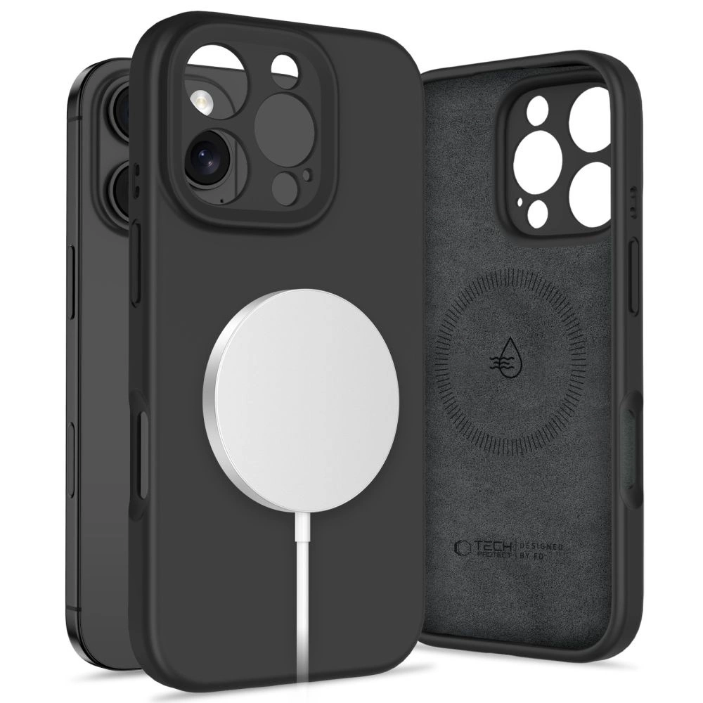 Tech-Protect Liquid Silicone MagSafe Case for iPhone 16 Pro - Blackeng