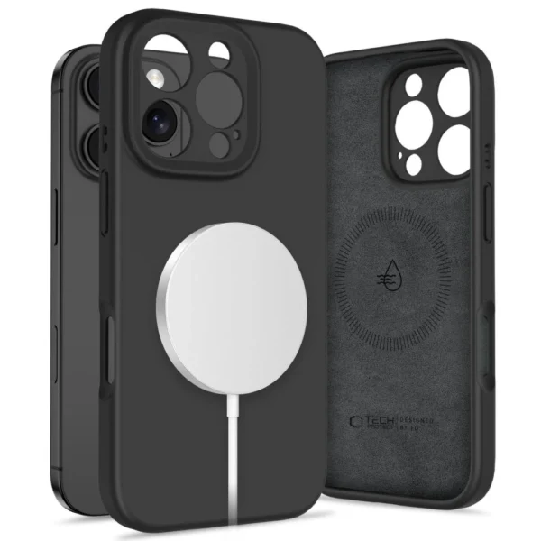 Tech-Protect Liquid Silicone MagSafe Case for iPhone 16 Pro Max - Blackeng