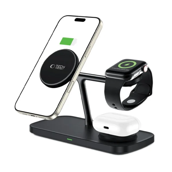 Tech-Protect QI15W-A45 3in1 Wireless Charger with MagSafe for Apple Devices - Blackeng
