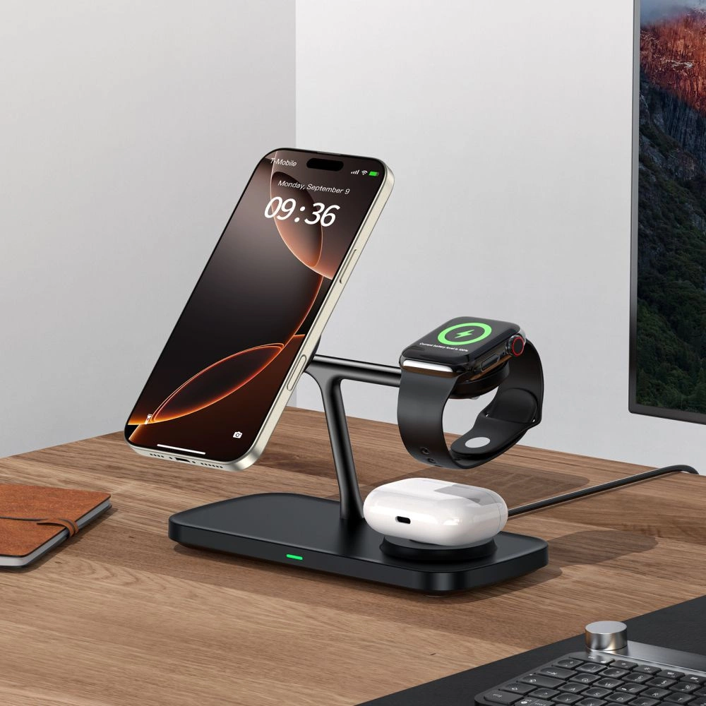 Tech-Protect QI15W-A45 3in1 Wireless Charger with MagSafe for Apple Devices - Blackeng