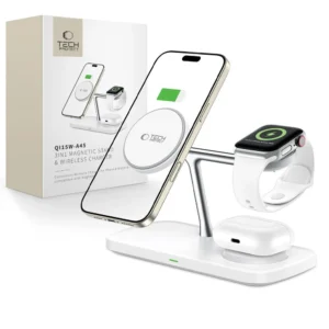 Tech-Protect QI15W-A45 3in1 Wireless Charger with MagSafe for Apple Devices - Whiteeng